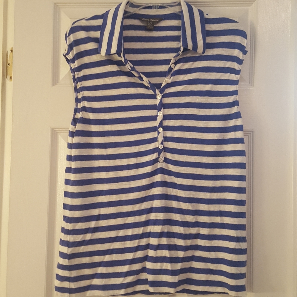 Tommy Bahama Striped Linen Sleeveless Polo